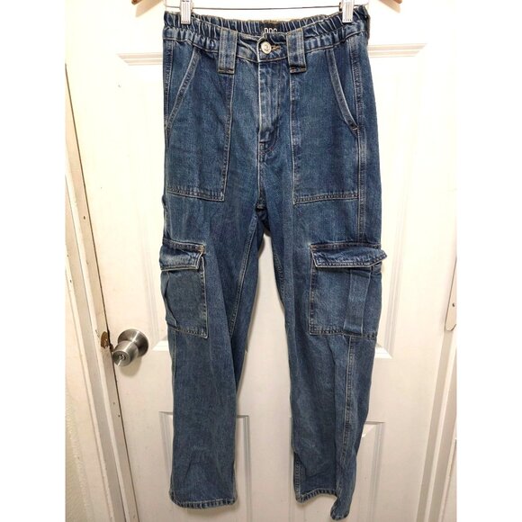 BDG Women's Y2k Skate Denim Cargo Pant Elastic Waistband & Multiple Pockets Size - Picture 2 of 8